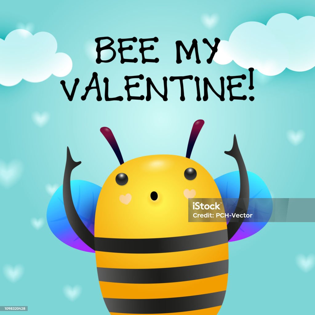 Bee My Valentine Poster Design Con Ong Dễ Thương Hình minh họa Sẵn ...