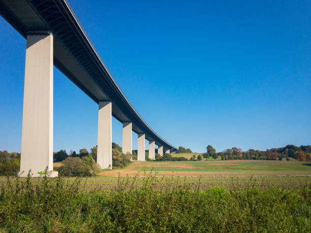 The Ruhrtal Bridge in Mulheim-Mintard (Mintarder Ruhrtalbrücke) is the longest steel-bridge in Germany, connecting Essen and Dusseldorf via motorway A52. It sits on 18 pillars of ferroconcrete.