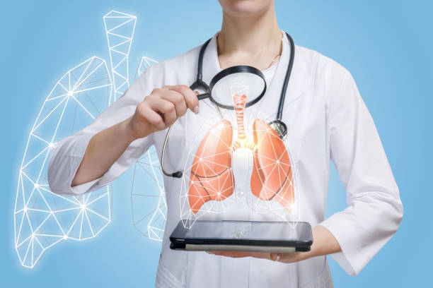 istock A doctor is looking at the lungs model through a loupe. 1098323684