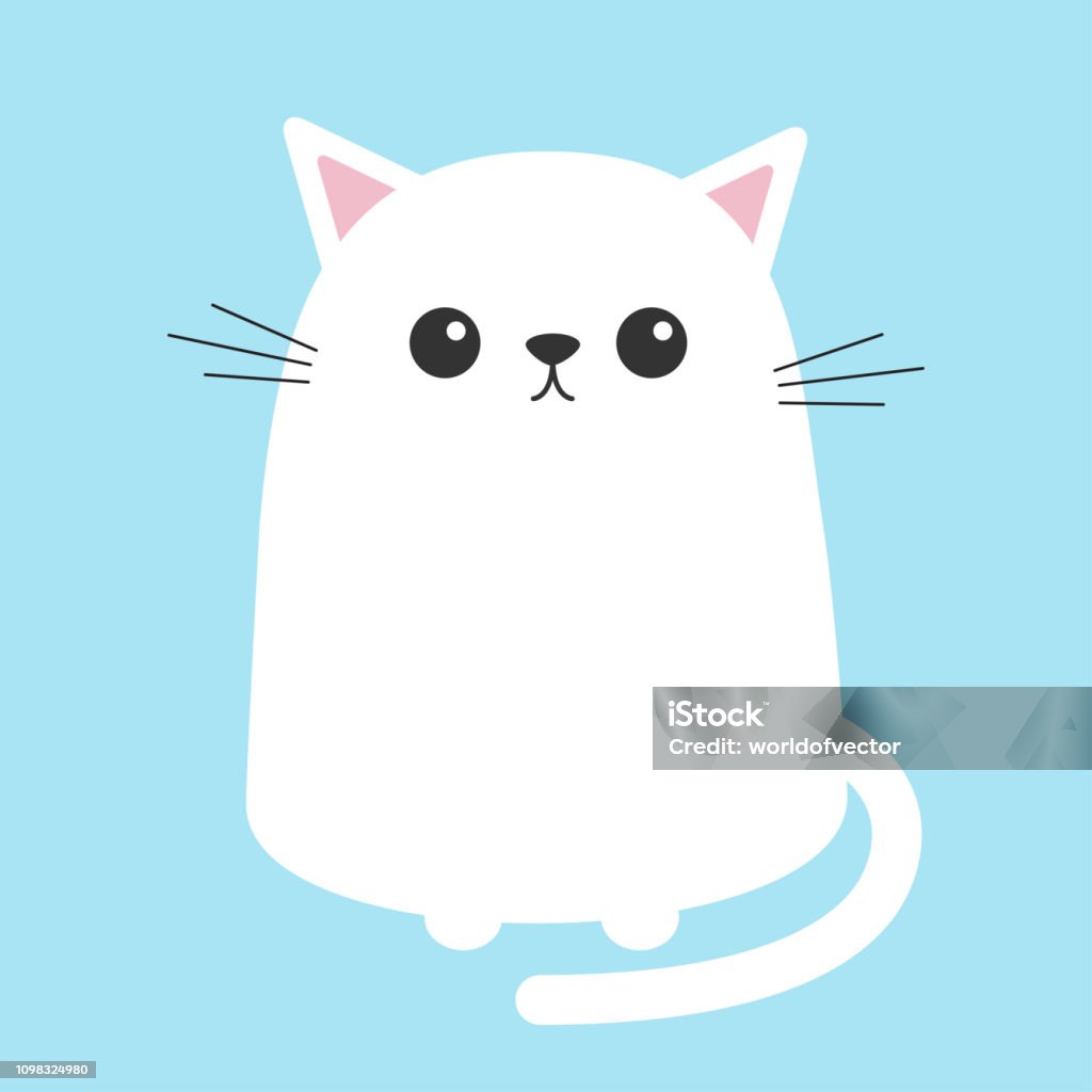 Mèo Trắng Ngồi Mèo Con Nhân Vật Mèo Hoạt Hình Dễ Thương Động Vật ...