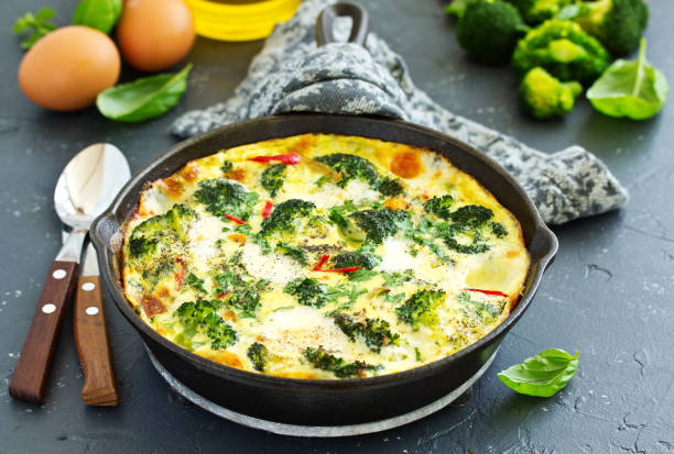 istock Frittata with vegetables and broccoli. View from above. Selective focus. 1098327158