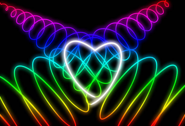 istock Abstract neon heart shape on dark background. Design for Happy Valentine's Day 1098332952