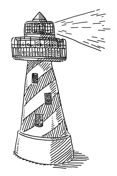 Vector illustration of Lighthouse Building Symbol Drawing