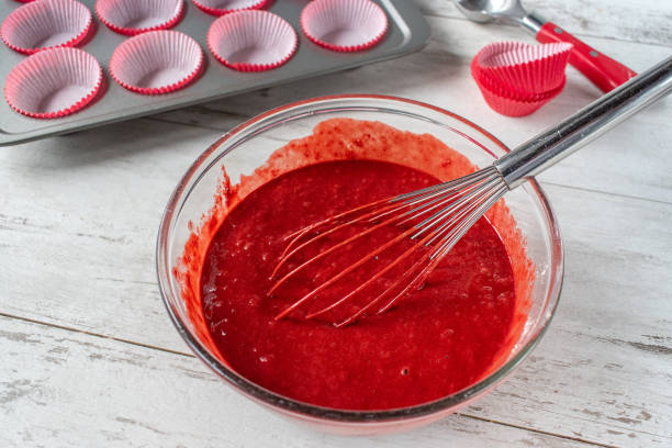 istock red velvet cake batter with ingredients 1098342106
