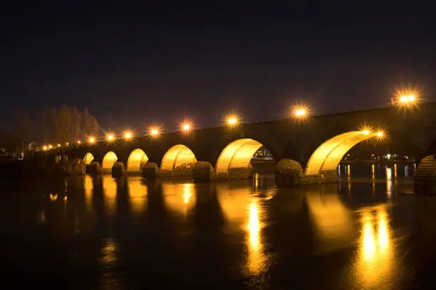 mosel bridge koblenz germany on a winter evening