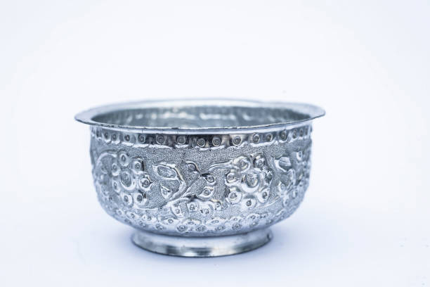 istock Close up of white or silver colored shiny container isolated on white. 1098344342