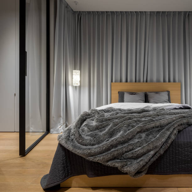 istock Stylish bedroom with double bed 1098348466