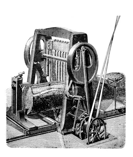 ilustrações, clipart, desenhos animados e ícones de antiga gravura ilustração da indústria transformadora: vi - saw old fashioned mechanic antique