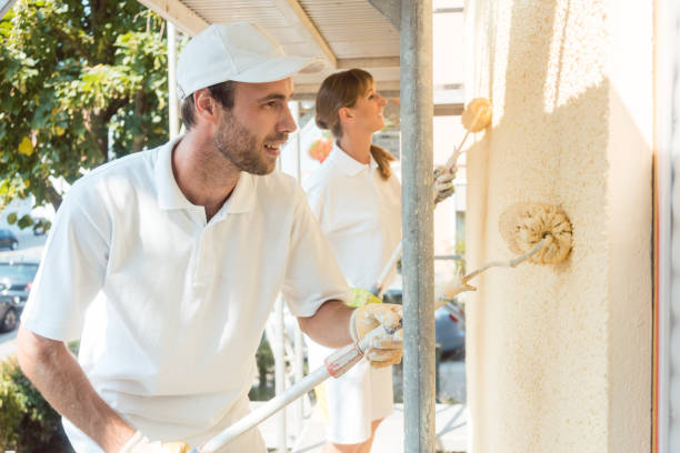 istock Painter and colleague painting wall with roller 1098349756