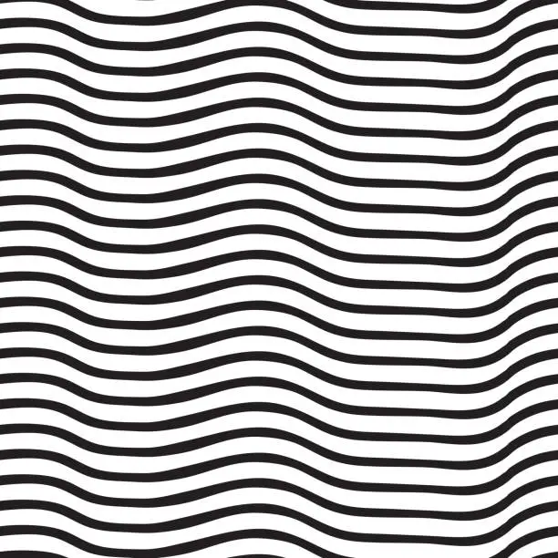 Vector illustration of Irregular wavy lines black and white. Vector seamless pattern. Perfect for backgrounds