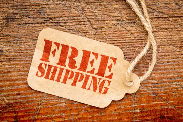 Photo of free shipping sign on a price tag