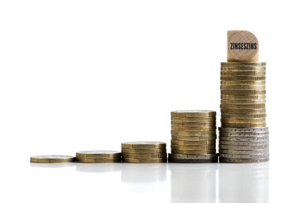 istock stacked coins symbolizing compound interest effect with the word 