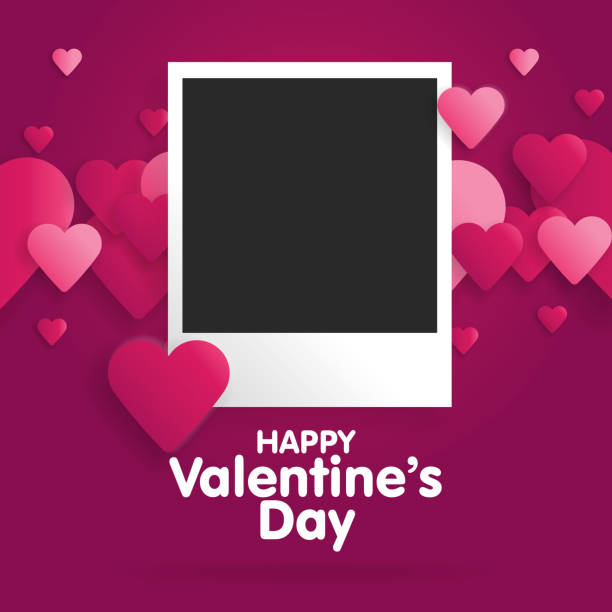 Postcard Happy Valentines Day with a blank template for photo. Vector illustration Postcard Happy Valentines Day with a blank template for photo. Vector illustration. happy valentines day book stock illustrations