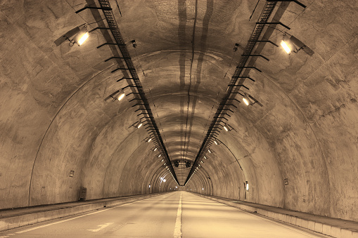 Long, Straight Mountain Tunnel near Nikko, Japan