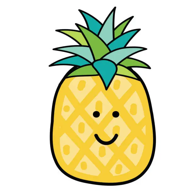 Vector illustration of Kawaii Pineapple