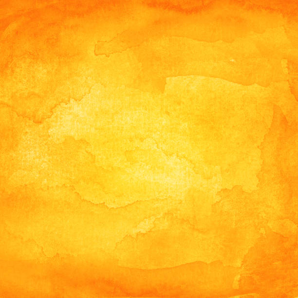 Orange watercolor background with texture paint and paper