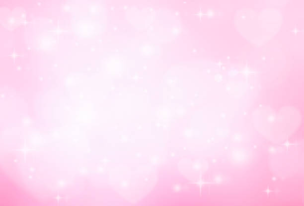resumo borrão cor de rosa lindo brilho de gradiente e branco flash brilhante plano de fundo com forma de coração branco de ilustração e piscando luz da estrela para o conceito de dia dos namorados dia 14 de fevereiro - valentines day hearts flash - fotografias e filmes do acervo