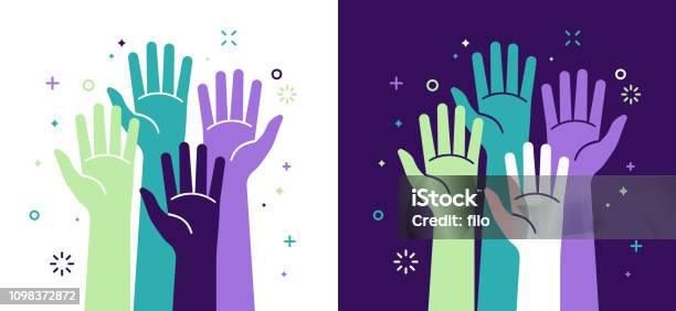 Activism Social Justice And Volunteering Stock Illustration - Download Image Now - Hand, Hand Raised, Volunteer
