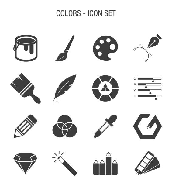 Color related Icon Set Vector of Color related Icon Set paint icons stock illustrations