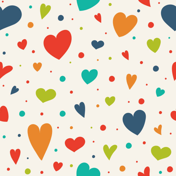 ilustrações, clipart, desenhos animados e ícones de fundo com o bonito mão corações desenhadas. dia dos namorados, dia das mães e o dia da mulher. vector - multi colored heart shape backgrounds repetition