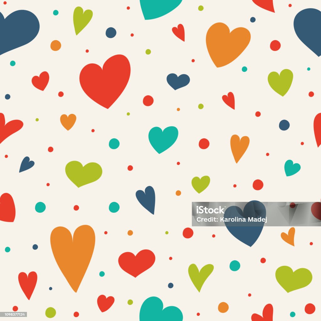 Background With Cute Hand Drawn Hearts Valentines Day Mothers Day And  Womens Day Vector Stock Illustration - Download Image Now - iStock