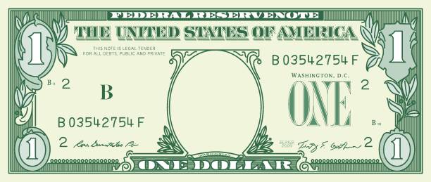 1 dollar banknote Paper Money american one dollar bill stock illustrations