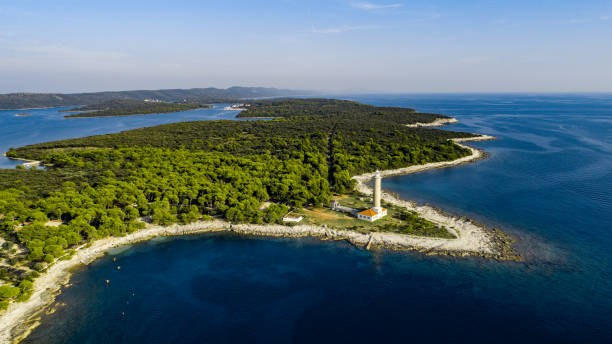 Lighthouse on an Island in Mediterranean Sea Lighthouse on an Island in Mediterranean Sea. dugi otok island stock pictures, royalty-free photos & images