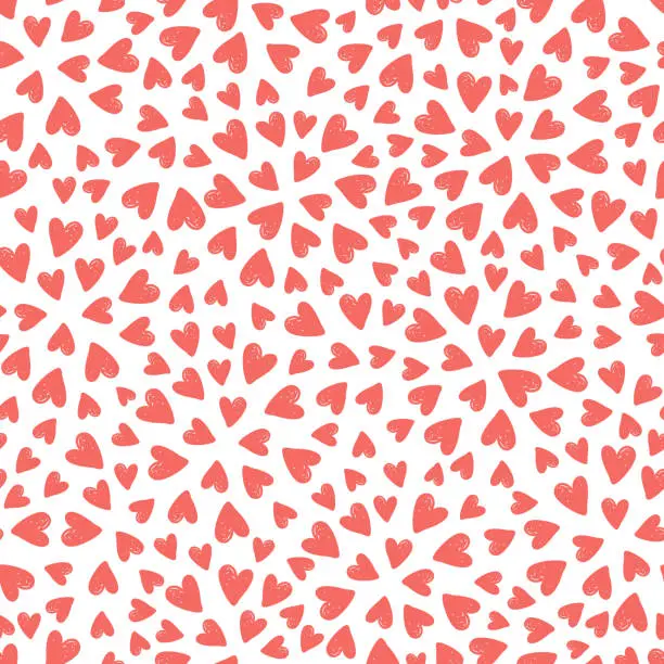 Vector illustration of Coral pink hearts seamless pattern. Vector illustration