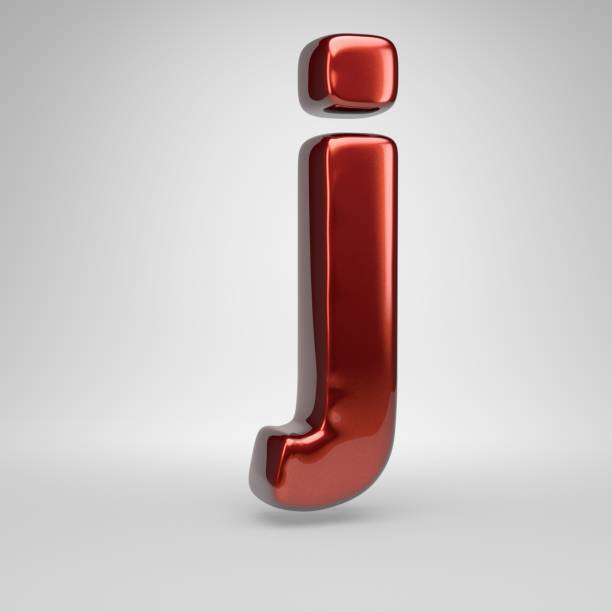 istock 3D letter J lowercase. Red metallic letter isolated on white background 1098391566