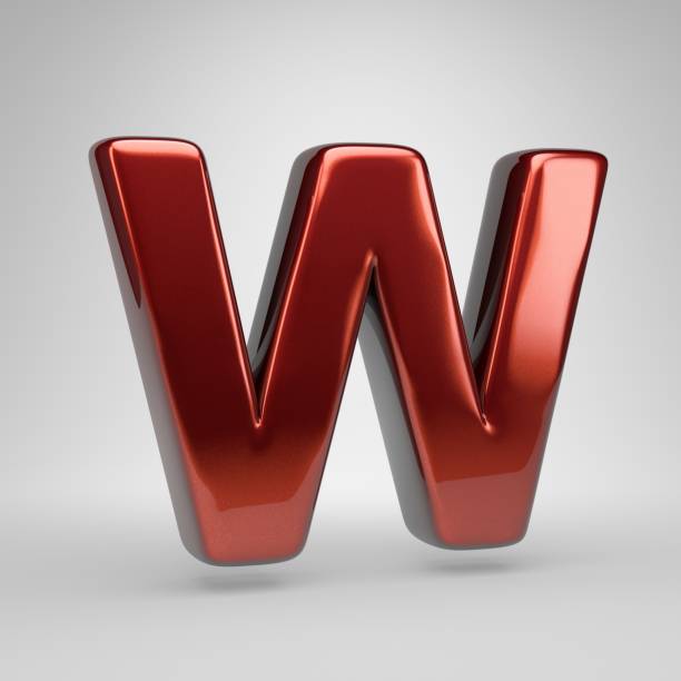 istock 3D letter W uppercase. Red metallic letter isolated on white background 1098391788
