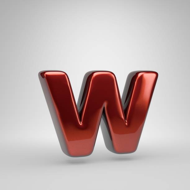 istock 3D letter W lowercase. Red metallic letter isolated on white background 1098391794