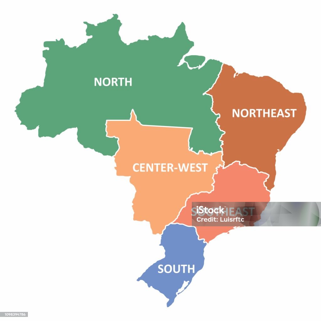 브라질 지역 지도 - 로열티 프리 브라질 벡터 아트