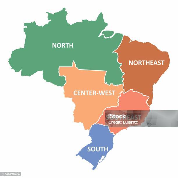 브라질 지역 지도 브라질에 대한 스톡 벡터 아트 및 기타 이미지 - 브라질, 지도, 벡터