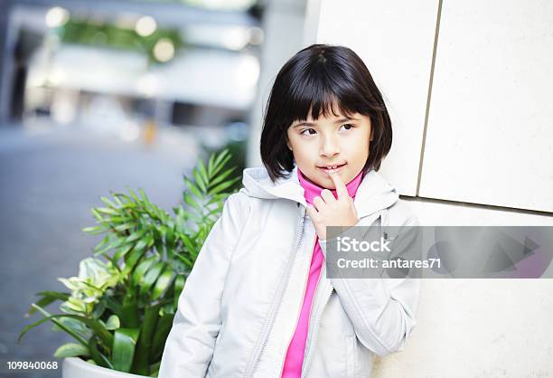 Girl At Shopping Street Stock Photo - Download Image Now - 6-7 Years, Beautiful People, Beauty
