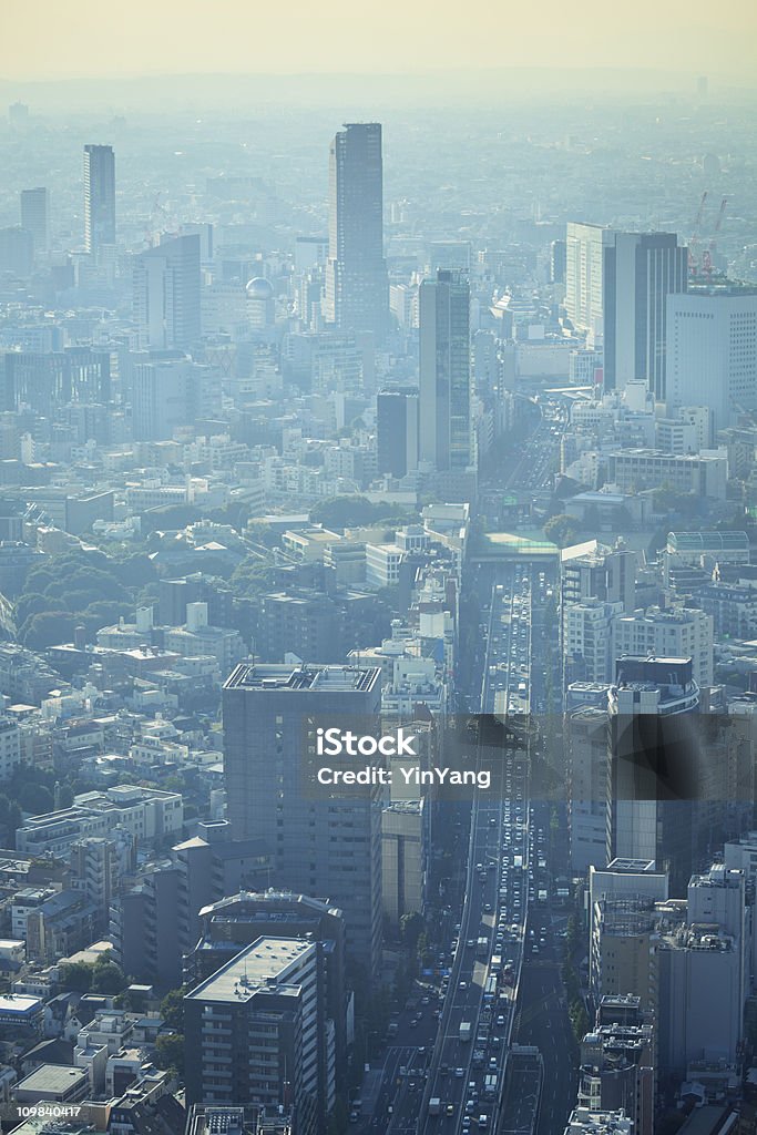 Urban Smog e l'inquinamento dell'aria sopra città, Tokyo, Giappone - Foto stock royalty-free di Ambientazione esterna