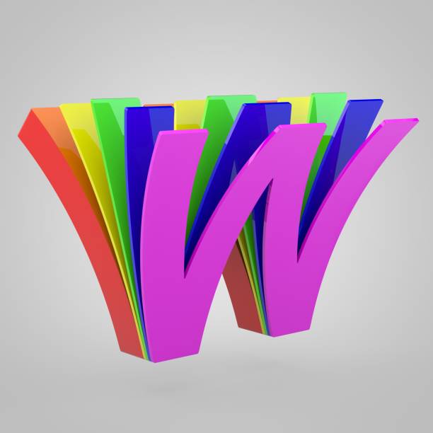 istock 3D Letter W uppercase. 3D render cutaway rainbow font. Pride colors concept alphabet isolated on white background 1098404468