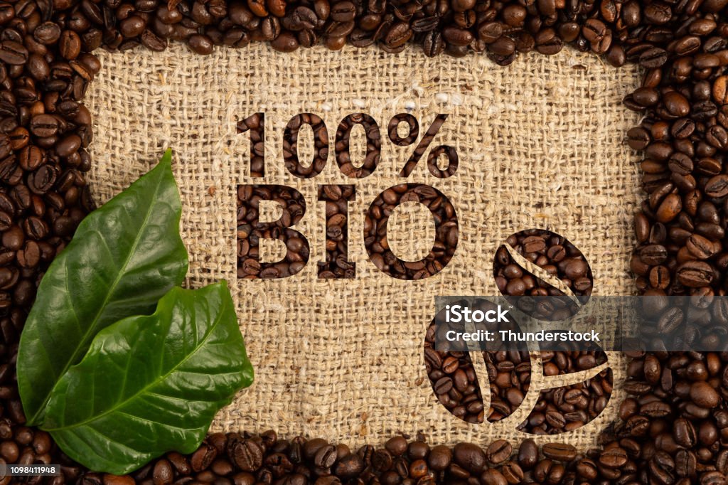 Bio Coffee Concept With Beans Drawing Stock Photo - Download Image Now -  Advertisement, Bag, Bean - iStock