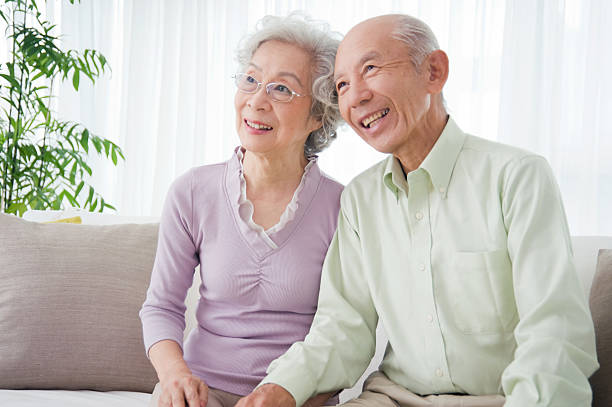 Confident Asian Senior Couple stock photo