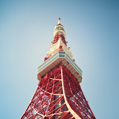the Tokyo tower shoot up right, very close to the base.