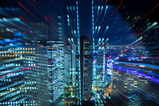 tokyo city lights - tokyo prefecture city skyline night foto e immagini stock