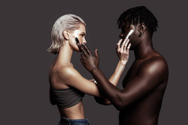 Two models with different skin colors promoting cosmetics