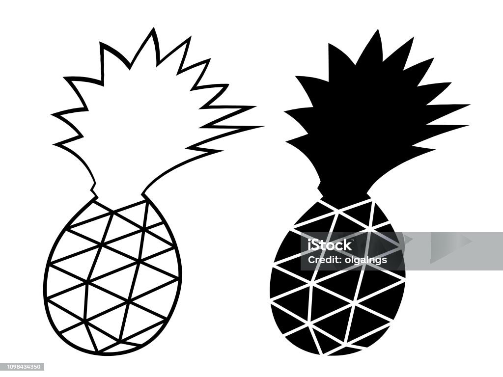 Silhouette Of Pineapple Outline Pineapple Stock Illustration - Download  Image Now - Abstract, Art, Black Color - iStock