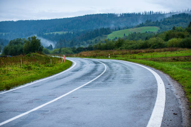 istock wavy asphalt road in mountain area in forest 1098436794