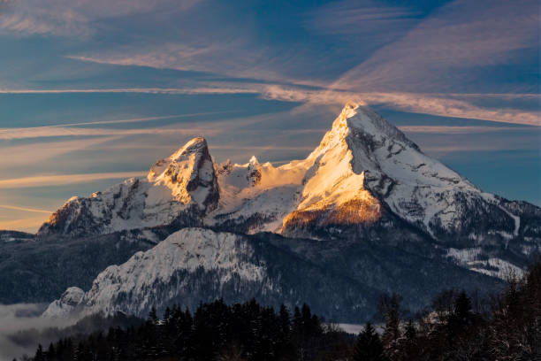 watzmann - sunrise european alps mountain alpenglow stock-fotos und bilder