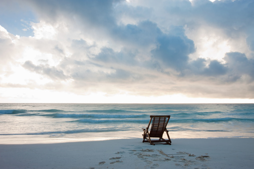 A beach chair invites you to rest and relax