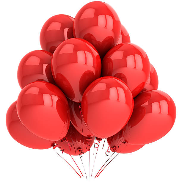 istock Red party balloons birthday decoration classic 110827304