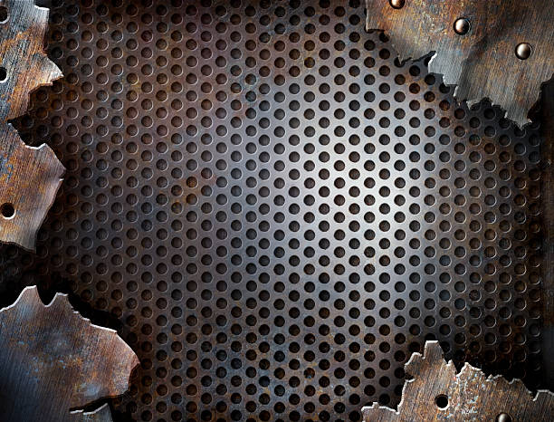 istock grunge crack metal background with rivets 110829182