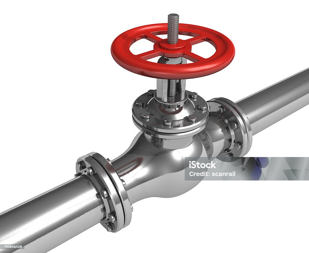 Pipeline with valve  Machine Valve Stock Photo