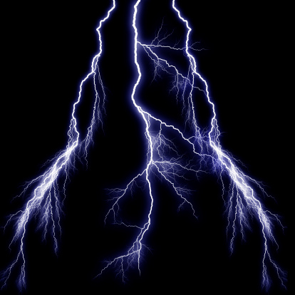 3 Vertical Lightning Bolts on Black