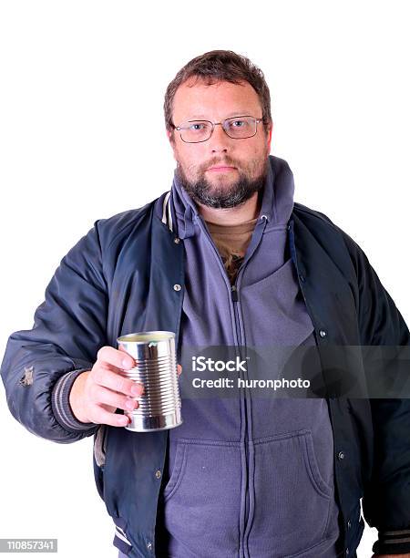 Man With Tin Can Stock Photo - Download Image Now - Men, White Background, Front View